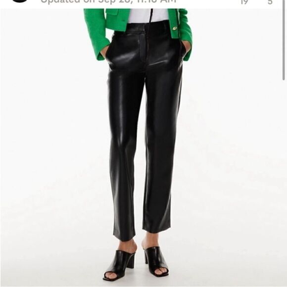 Aritzia Babaton Black Vegan Leather Pants sz 14 - Picture 1 of 6